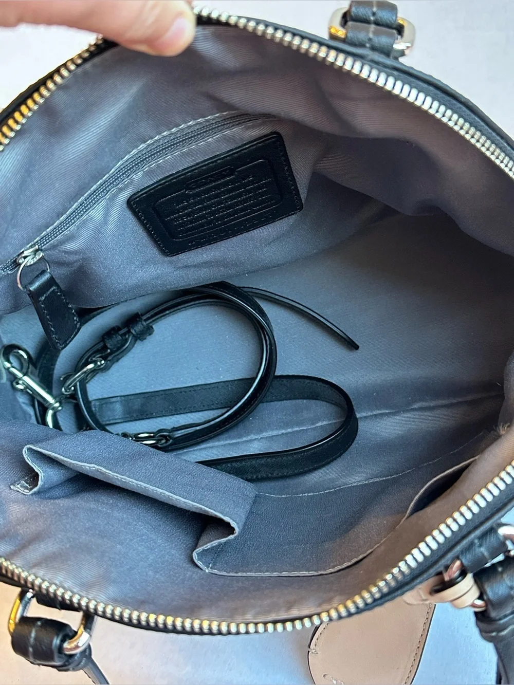 Coach Cora Peyton Black Saffiano Leather Domed Satchel Crossbody Bag Classic